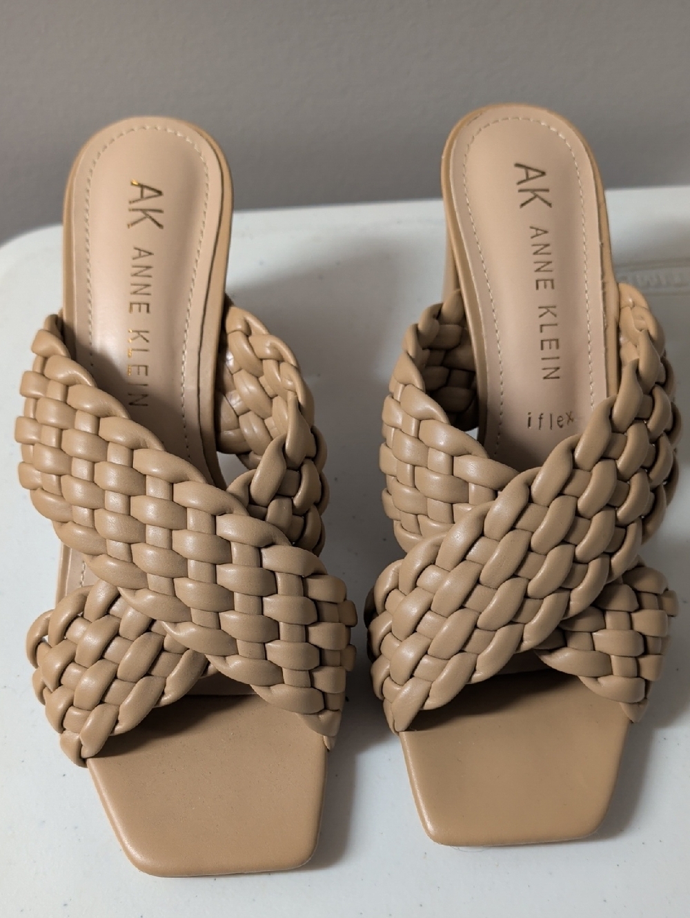 Anne Klein Tan Braided Slide Mules
